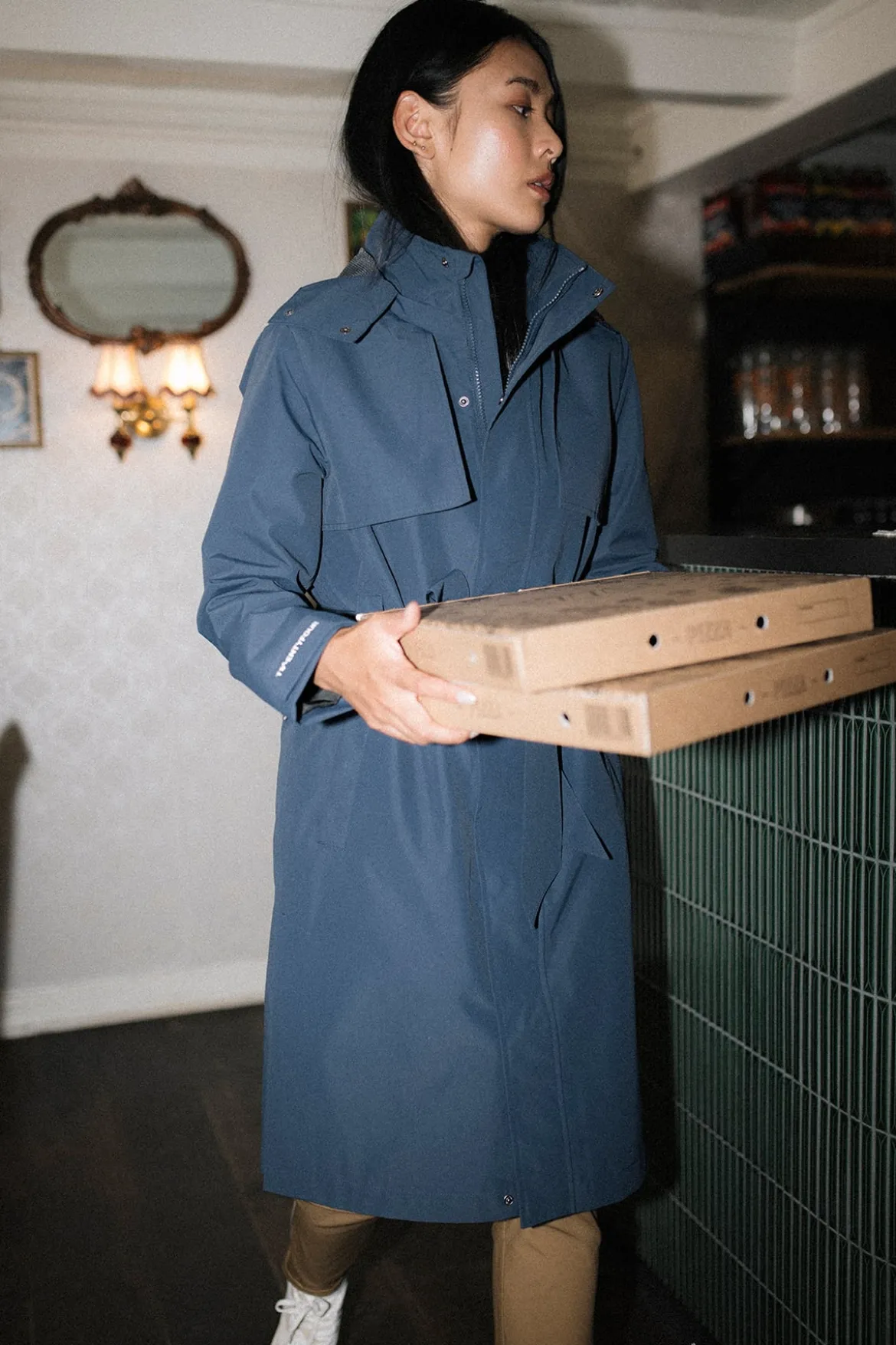 Mode 2L Trench D Lang 2-lags jakke til dame