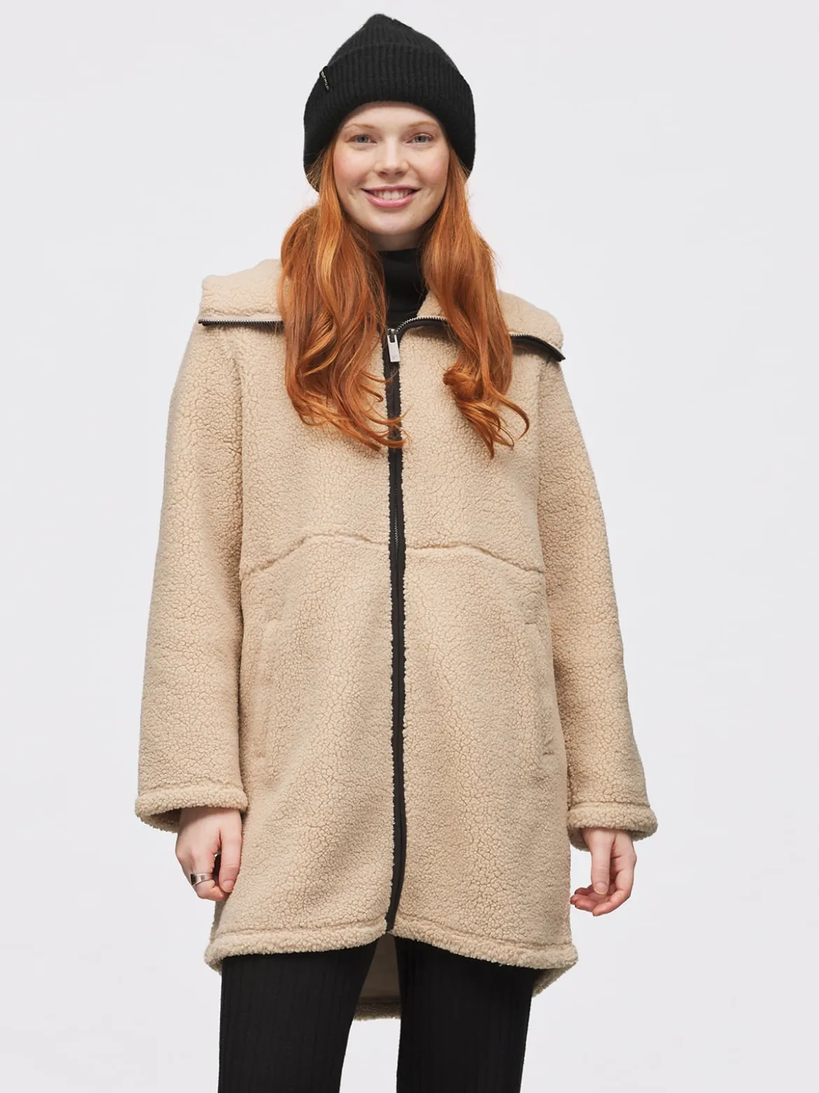 Mode Teddy Kåpe D Varm teddyfleece-kåpe