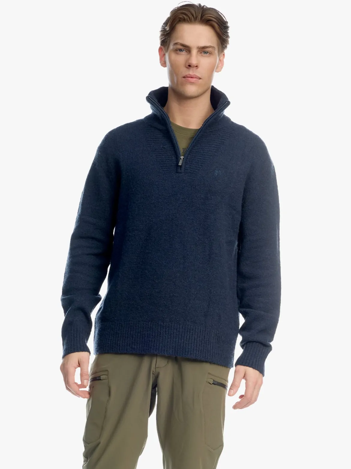 Venture Light Strikk H Halfzip genser i ullblanding til herre